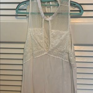 White floral tank top with cut out in front